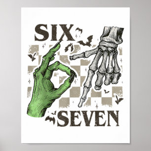 Six Seven Skeleton Hand Sign Meme Halloween Women