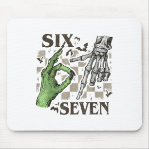 Six Seven Skeleton Hand Sign Meme Halloween Women  Mouse Mat