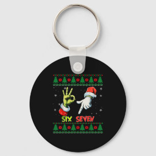 Six Seven Skeleton Meme Christmas Ugly Sweater 67  Key Ring