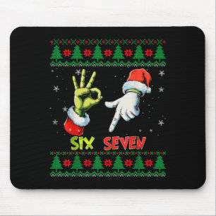 Six Seven Skeleton Meme Christmas Ugly Sweater 67 Mouse Mat