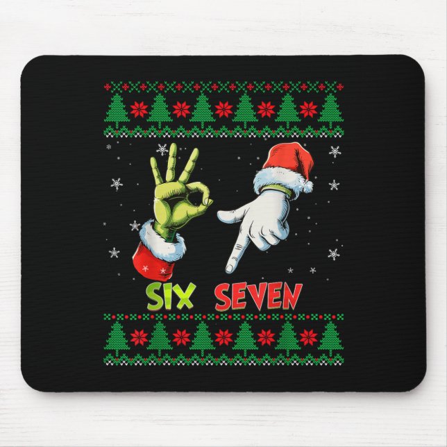 Six Seven Skeleton Meme Christmas Ugly Sweater 67  Mouse Mat (Front)