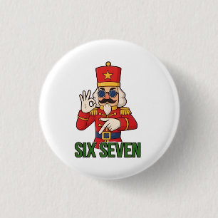 Six Seven Snowman Christmas Nutcracker 6 7 Xmas 3 Cm Round Badge