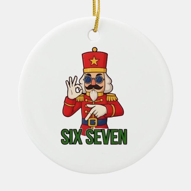 Six Seven Snowman Christmas Nutcracker 6 7 Xmas  Ceramic Tree Decoration (Front)