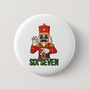 Six Seven Snowman Christmas Nutcracker 6 7 Xmas Cm Round Badge