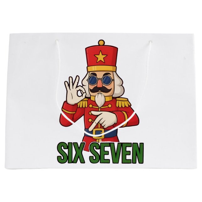 Six Seven Snowman Christmas Nutcracker 6 7 Xmas  Large Gift Bag (Front)
