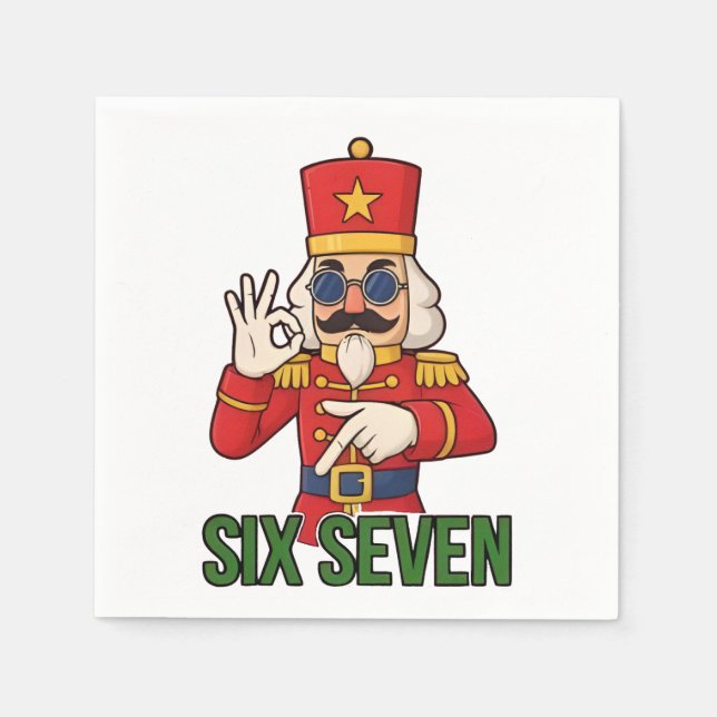 Six Seven Snowman Christmas Nutcracker 6 7 Xmas  Napkin (Front)