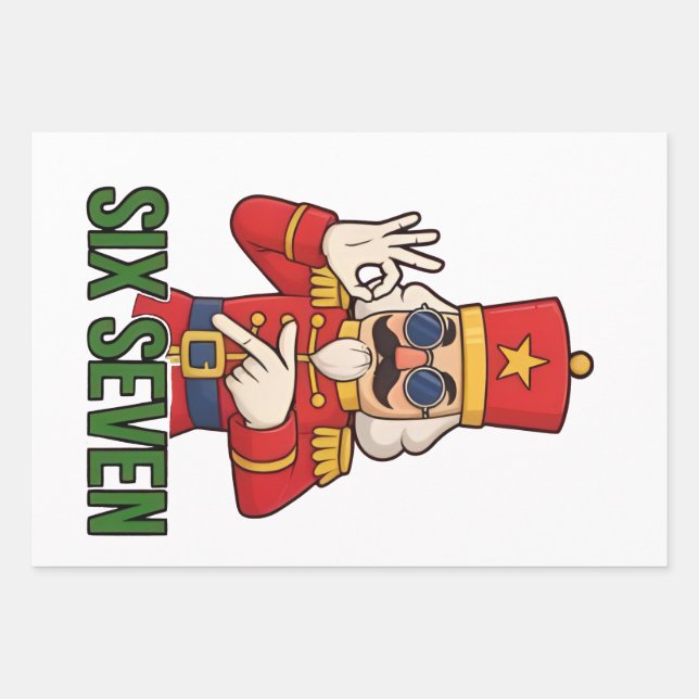 Six Seven Snowman Christmas Nutcracker 6 7 Xmas  Wrapping Paper Sheet (Front)