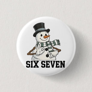 Six Seven Snowman Christmas Santa 6 7 Xmas 3 Cm Round Badge