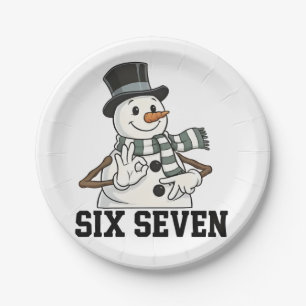 Six Seven Snowman Christmas Santa 6 7 Xmas Paper Plate