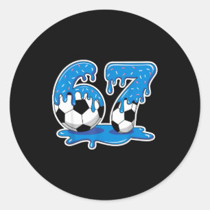 Six Seven Soccer Ice Cream Drip Funny Design  Classic Round Sticker