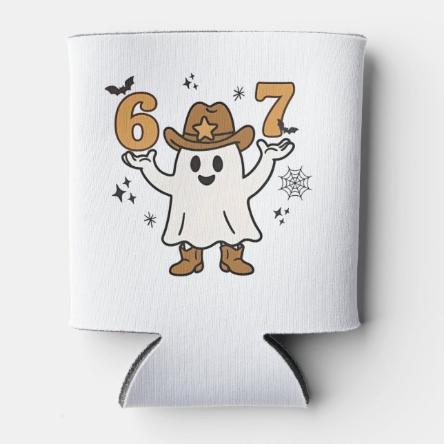 Six Seven Spooky Halloween Sport 67 Mason Meme Can Cooler (Front)