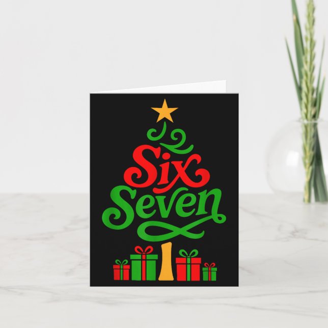 Six Seven Tree Funny Christmas 6 7 Cool Holiday Ri Card (Front)