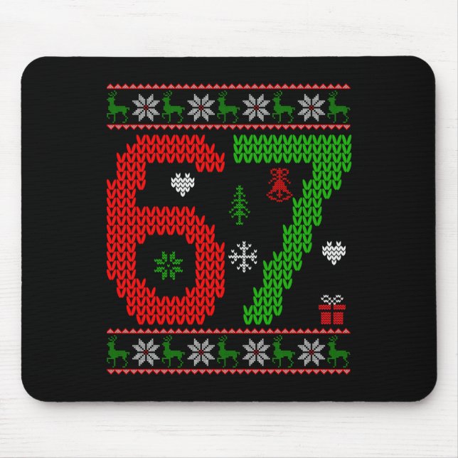 Six Seven Ugly Christmas Sweater 67 Meme Xmas Boys Mouse Mat (Front)