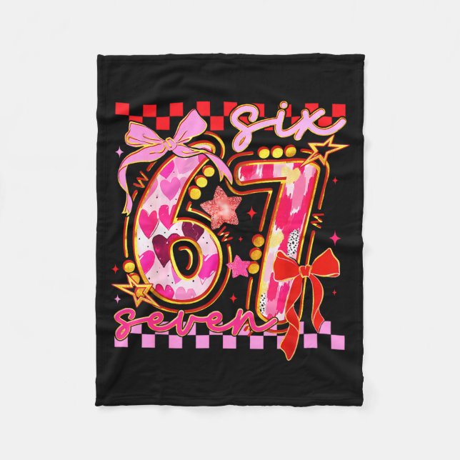 Six Seven Valentine Day Funny Nk 67 Cute Bow Girls Fleece Blanket (Front)