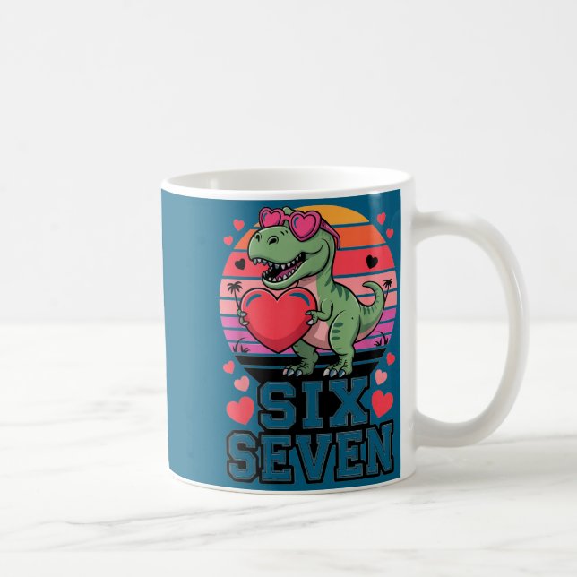 Six Seven Valentine’s Day Dinosaur T-rex For Kids  Coffee Mug (Right)