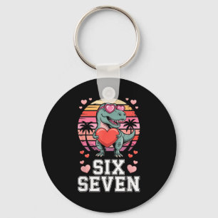 Six Seven Valentine’s Day Dinosaur T-rex For Kids Key Ring