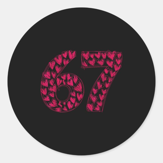 Six Seven Viral Sketch Heart 67 Cute Valentine Sch Classic Round Sticker (Front)