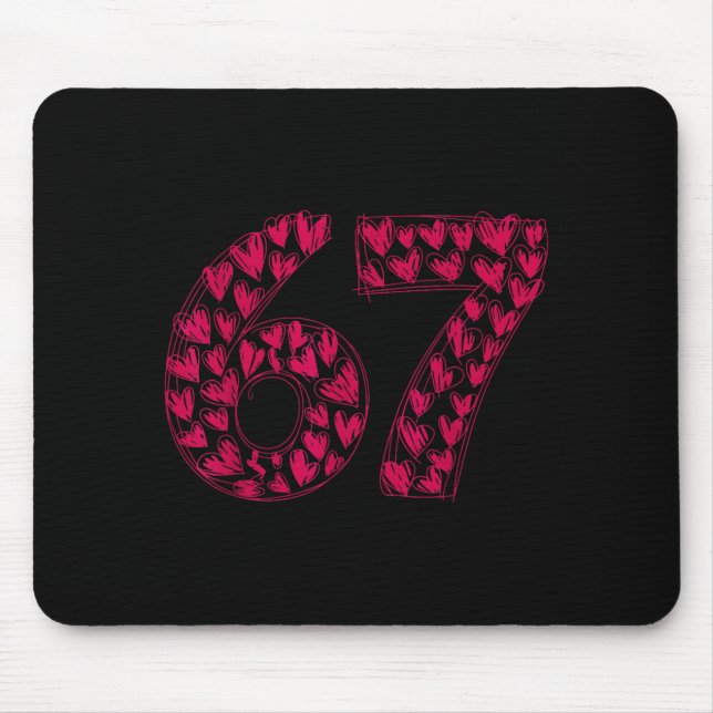 Six Seven Viral Sketch Heart 67 Cute Valentine Sch Mouse Mat (Front)