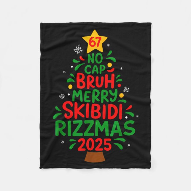 Six Seven Xmas Tree 67 No Cap Bruh Meme 6 7 Christ Fleece Blanket (Front)