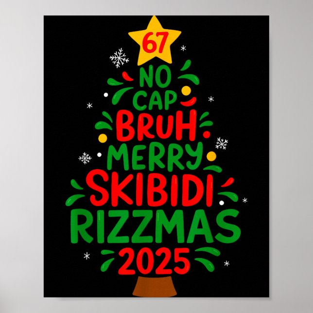 Six Seven Xmas Tree 67 No Cap Bruh Meme 6 7 Christ Poster (Front)