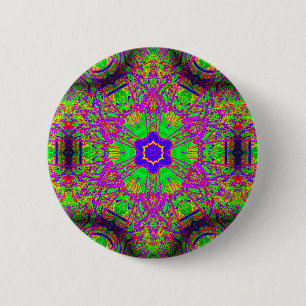 six-sided blue star hippie groovy 6 cm round badge