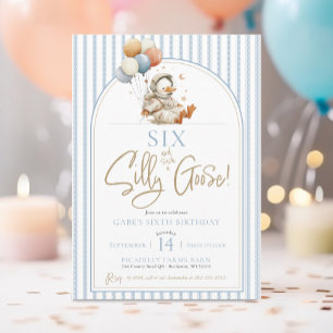 SIX Silly Goose Space Astronaut Boy 4th Birthday Invitation