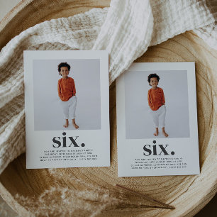 Six Square Photo First Birthday Invitation