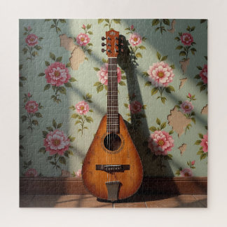 Six-Stringed Dulcimer Vintage Floral Jigsaw Puzzle
