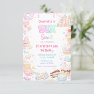 Six Sweet Pastel Candy 6th Birthday Invitation