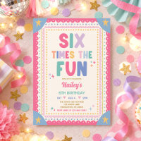 Six Times The Fun Whimsical Girl 6th Birthday
