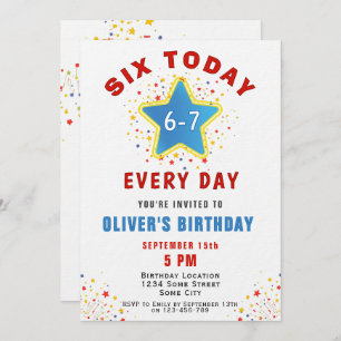 Six Today 6 7 Every Day Meme Star 6th Birthday Invitation