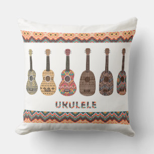 Six Ukulele Pattern Pillow