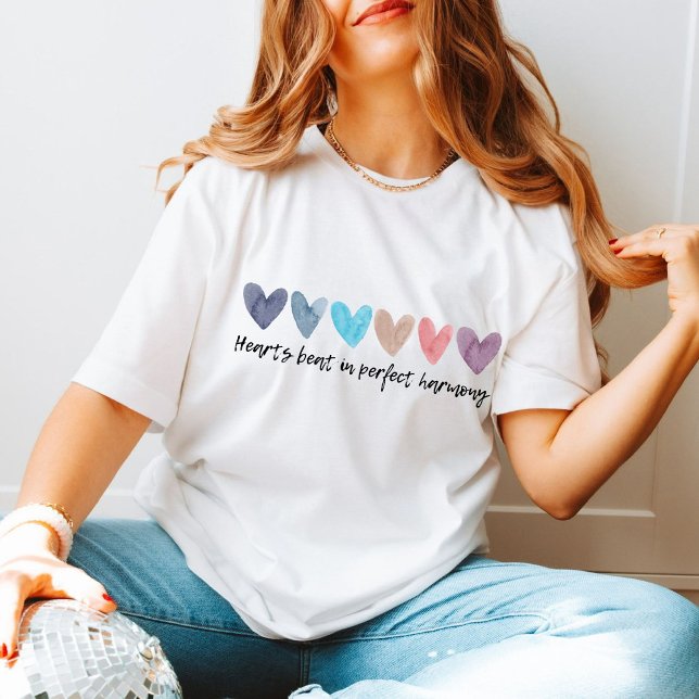 Six Watercolor Hearts with Personalizable text T-Shirt (Creator Uploaded)