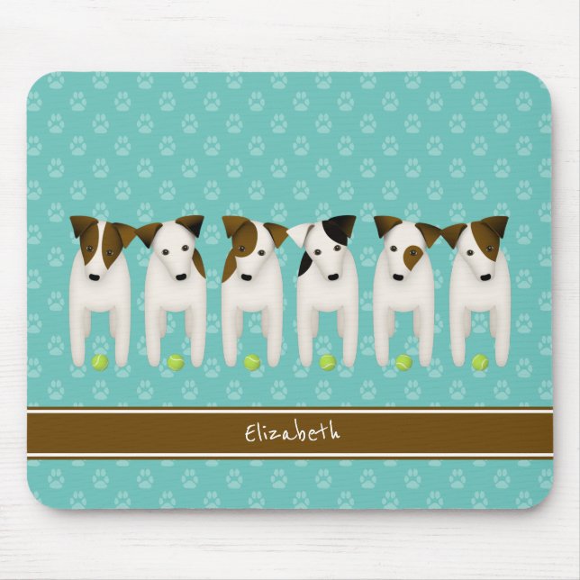 six whimsical terriers Jack Russell dogs Mouse Mat (Front)