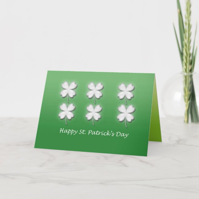Six White Shamrocks St. Patrick's Day Card (Front)