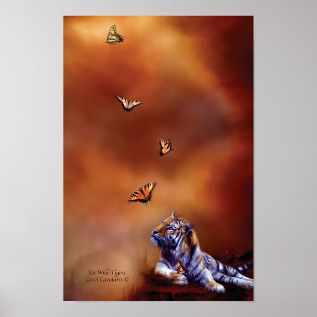 Six Wild Tigers Art Poster/Print Poster (Front)