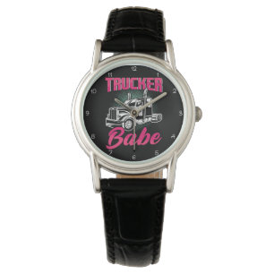 Six-Word Title: Trucker Babe Pink Gold Strength Watch