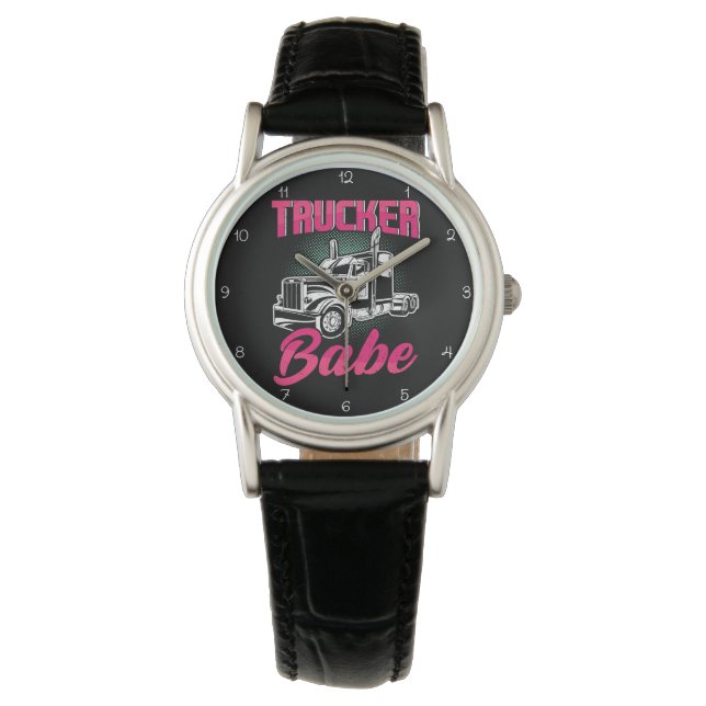 Six-Word Title: Trucker Babe Pink Gold Strength Watch (Front)