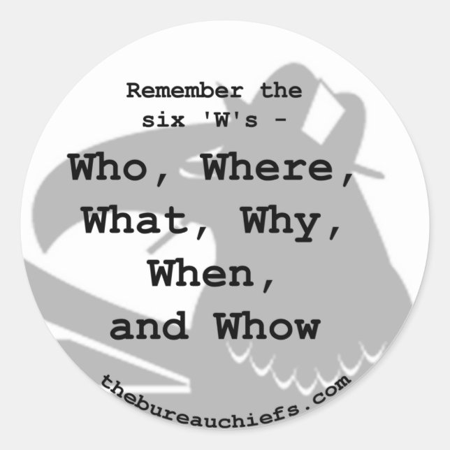 Six W's Button Classic Round Sticker (Front)