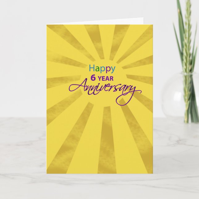 Six Year Employee Business Anniversary Sun Card (Front)