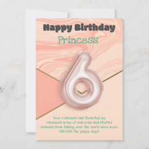 Six year old girls Happy Birthday card