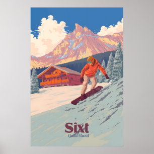 Sixt Snowboarding Travel Poster