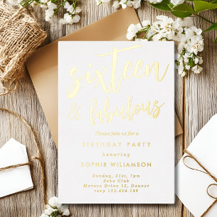 Sixteen and fabulous gold foiled birthday 