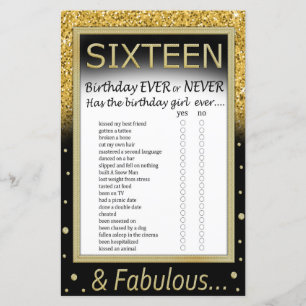 Sixteen Birthday Ever or Never Game