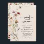 Sixteen Birthday  Invitation<br><div class="desc">This stylish & elegant Sixteen Birthday Invitation features gorgeous hand-painted watercolor boho rustic dried grass, sage greenery, a cute butterfly, and vintage wildflowers in shades of rust, terracotta, purple, blue, and burnt orange, which are stunning details to add to your modern boho-chic birthday. Find coordinating items in the Rustic Boho...</div>