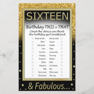 Sixteen Birthday This or That Game