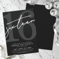 Sixteen Black White 16th Birthday
