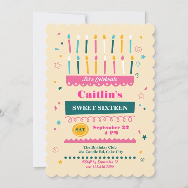Sixteen Candles Birthday Invitation (Front)