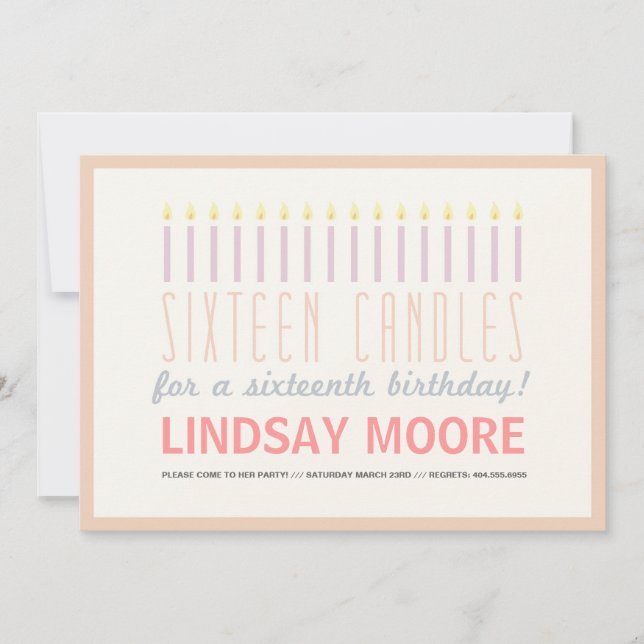 Sixteen Candles Birthday Invite (Front)