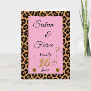 Sixteen & Fierce Cheetah Sweet 16 Birthday Card